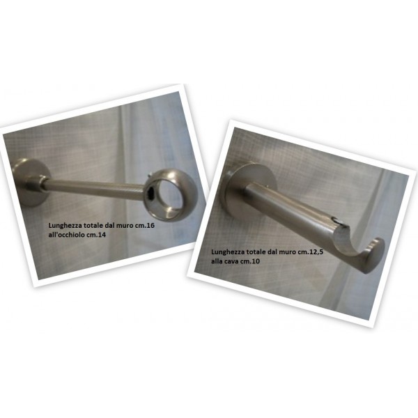Bastone Per Tende InCasa In Acciaio Satinato - Diametro 20mm, Lunghezza 260cm, Kit Completo Con Supporti E Anelli, Design Italiano